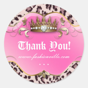 Rond Sticker Leopard mode Bijoux Couronne rose