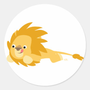 Rond Sticker Lion Cartoon Bouncon Cute