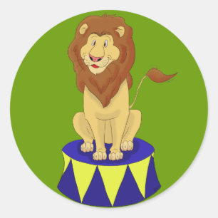 Rond Sticker Lion Cartoon Circus