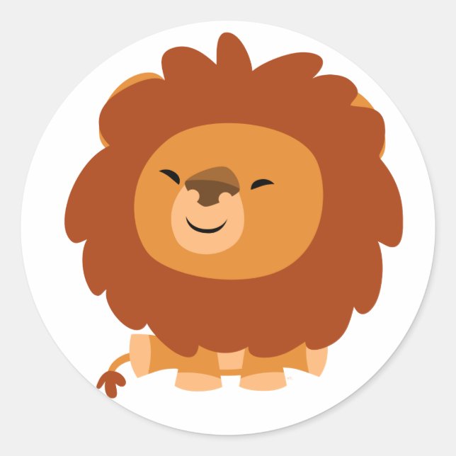 Rond Sticker Lion Cartoon Cute Croustillant (Devant)