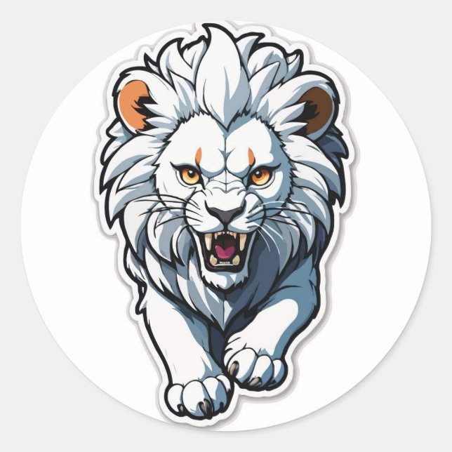 Rond Sticker Lion Cub Blanc Chargeur (Devant)