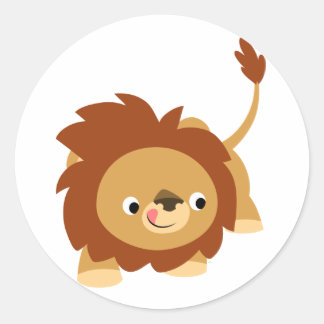 Rond Sticker Lion De Cartoon Très Doux