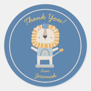 Rond Sticker Lion de fête d'anniversaire du Merci mign