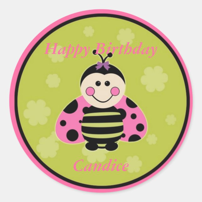 Rond Sticker Little Pink Ladybug (Devant)