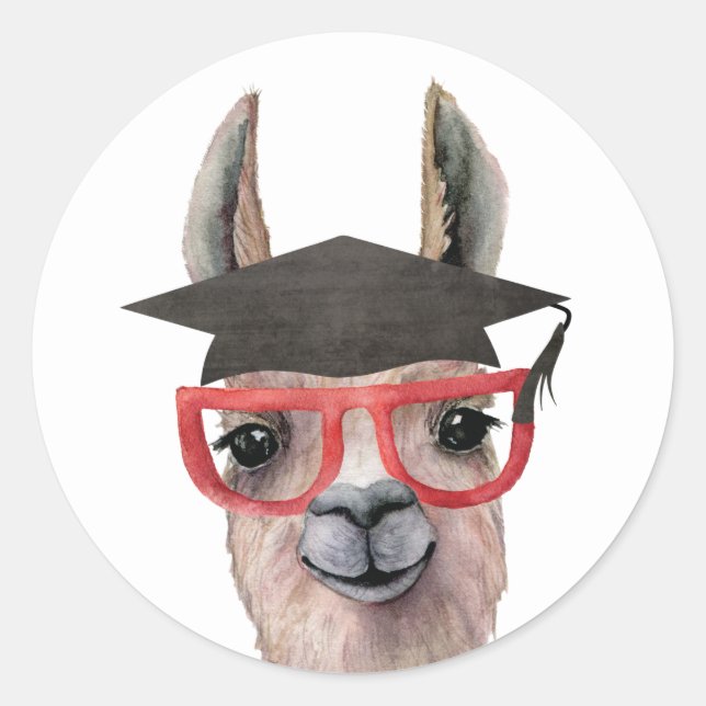 Rond Sticker Llama pour diplôme amusant (Devant)