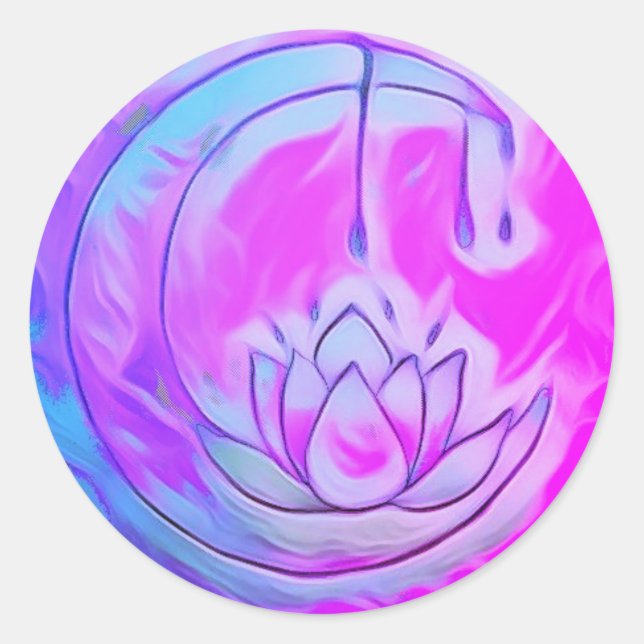 Rond Sticker Lotus Moon Rose (Devant)
