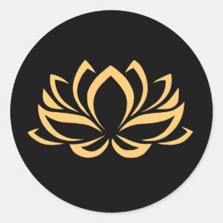 Rond Sticker Lotus noir et or