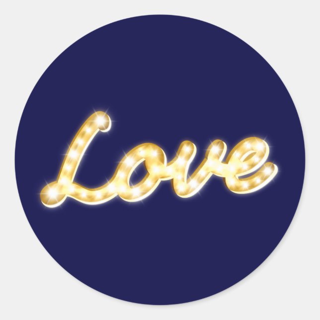 Rond Sticker Love in Marquee Lights - marine (Devant)