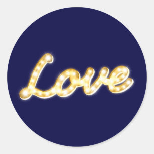 Rond Sticker Love in Marquee Lights - marine