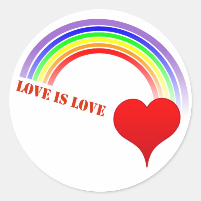 Rond Sticker LOVE IS LOVE Rainbow Heart design (Devant)