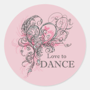 Rond Sticker Love to Dance (personnalisable)