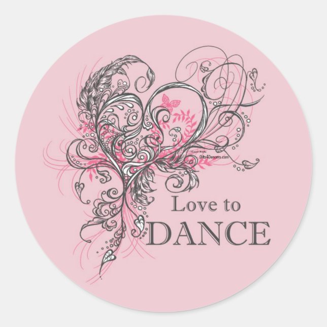Rond Sticker Love to Dance (personnalisable) (Devant)