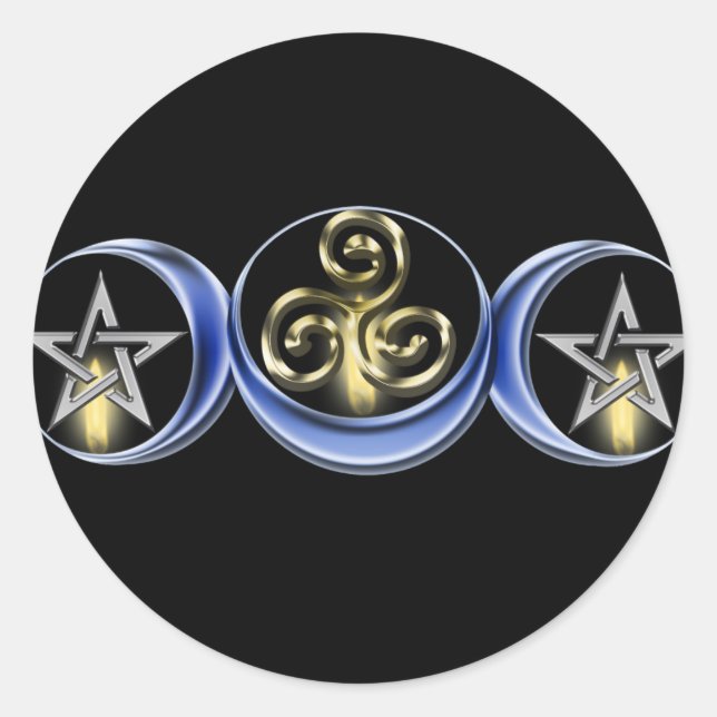Rond Sticker lunaire triple spirale (Devant)