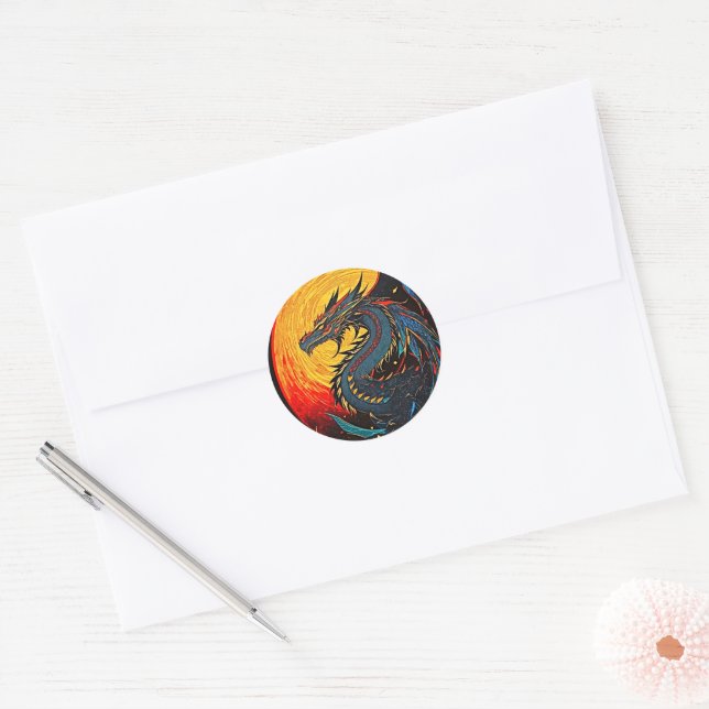 Rond Sticker Lune Dragon Regal - Mythic Power! (Enveloppe)