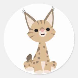 Rond Sticker Lynx Cartoon