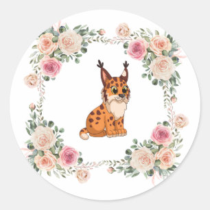 Rond Sticker Lynx Flower