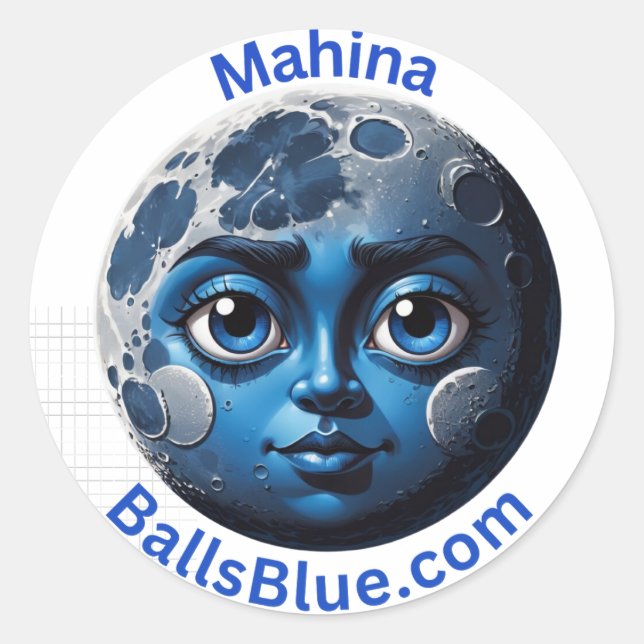 Rond Sticker Mahina (Lune) - Collection BallsBlue (Devant)