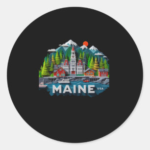 Rond Sticker Maine City Aux Etats-Unis