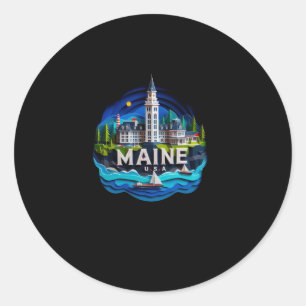 Rond Sticker Maine State In Usa