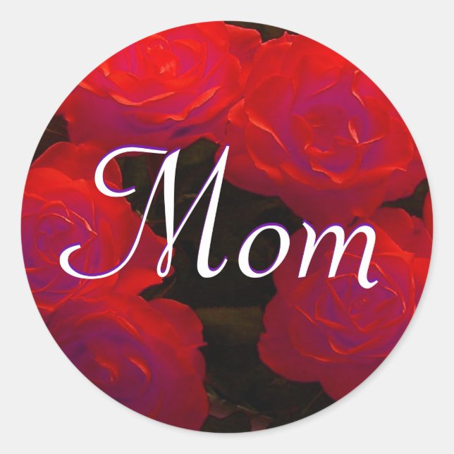 Rond Sticker Maman Red Roses (Devant)