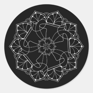 Rond Sticker Mandala blanc et noir
