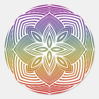 Rond sticker Mandala blanc sur arc-en-ciel