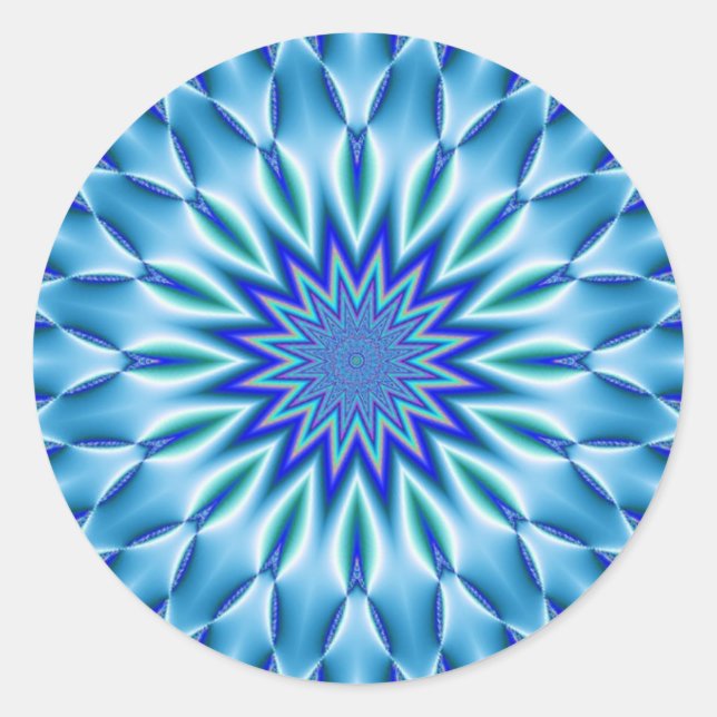 Rond Sticker Mandala bleu (Devant)
