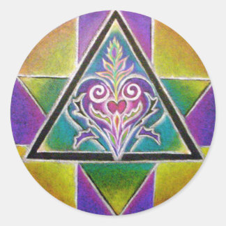 Rond Sticker Mandala Coeur Fleur
