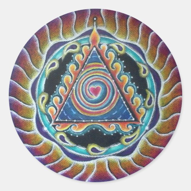 Rond Sticker Mandala Coeur Spirale (Devant)