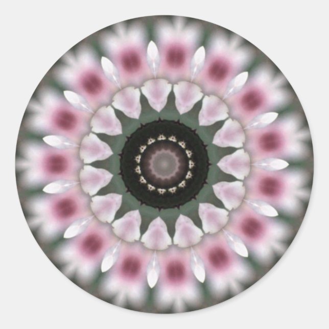Rond Sticker Mandala Doux Rose (Devant)