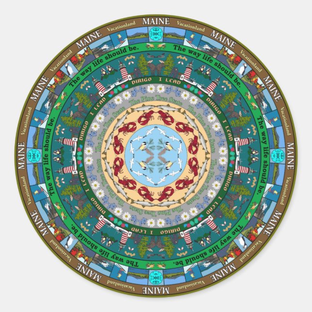 Rond Sticker Mandala du Maine (Devant)