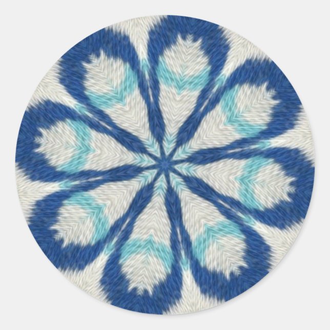 Rond Sticker Mandala en tissu bleu (Devant)