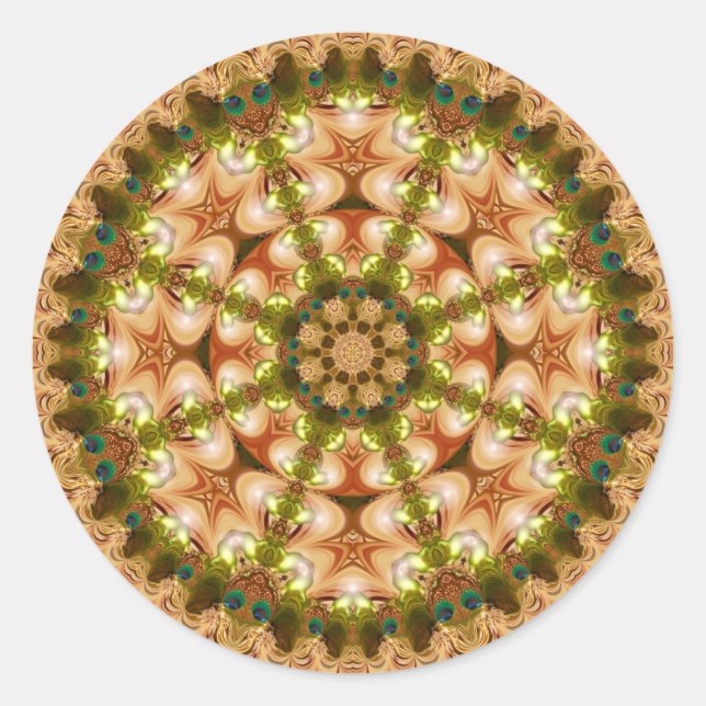 Rond Sticker Mandala Géométrique Earthy Pastel (Devant)