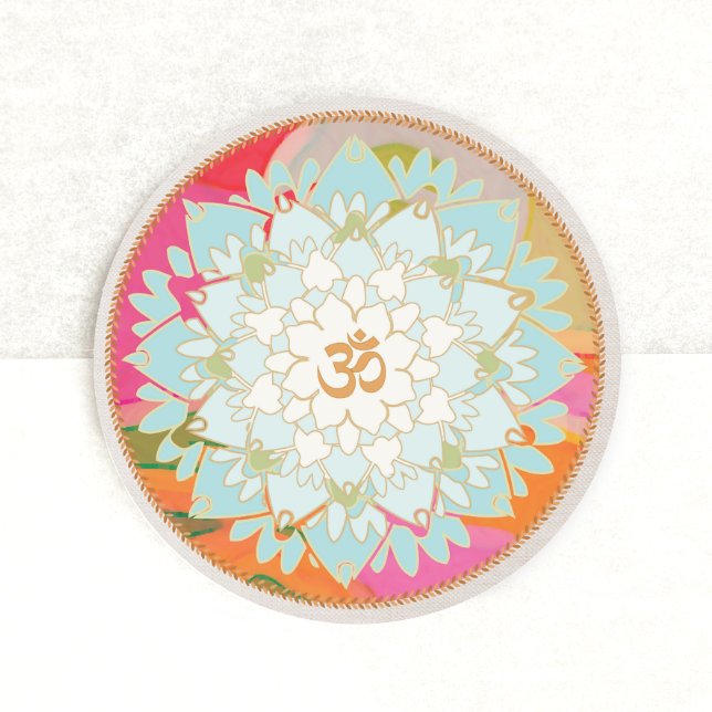 Rond Sticker Mandala Lotus Flower et Om Symbole (Créateur téléchargé)