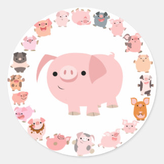 Rond Sticker Mandala pour cochon de dessin mignon