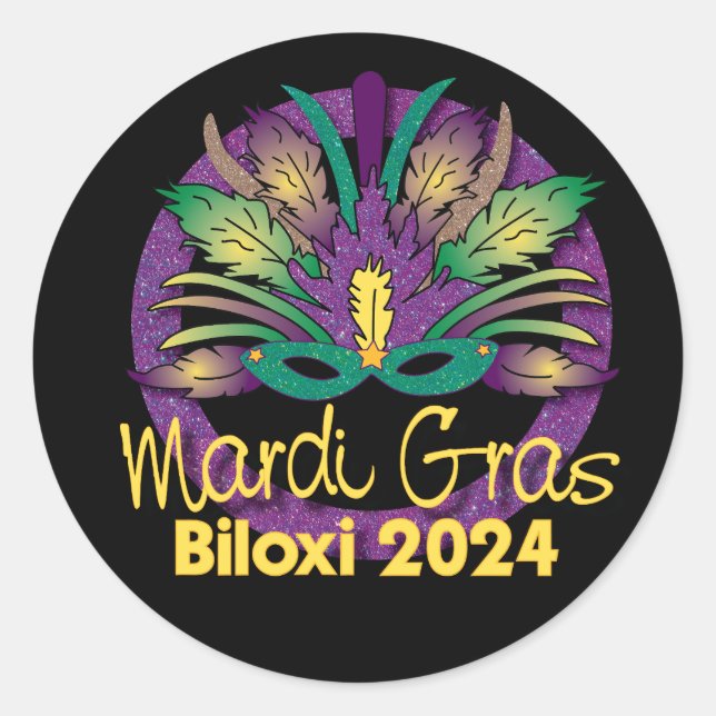 Rond Sticker Mardi Gras - 2024 - Biloxi, MS (Devant)
