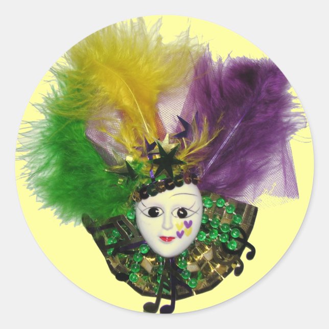Rond Sticker Mardi Gras Mask (Devant)