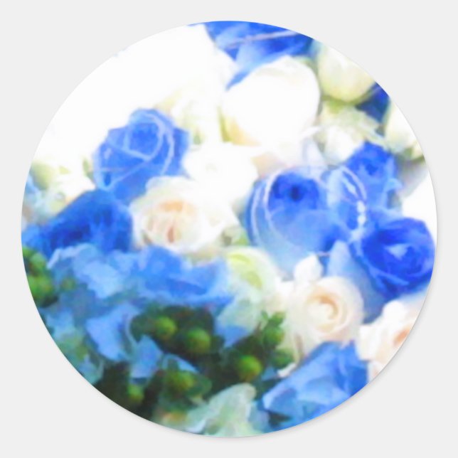 Rond Sticker Mariage à enveloppe bleu et blanc (Devant)