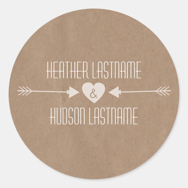 Rond Sticker Mariage à flèches blanches inspirées du pa (Devant)