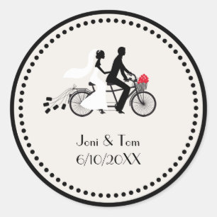 Rond Sticker Mariage à vélo Tandem