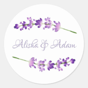 Rond Sticker mariage Aquarelle Lavender