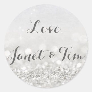 Rond Sticker mariage // Argent et blanc