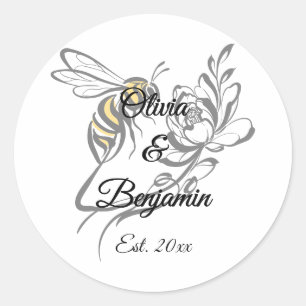 Rond Sticker Mariage Bee de luxe intemporel - Élégant