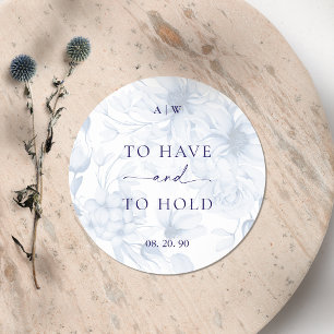 Rond Sticker Mariage bleu poussiéreux - À AVOIR ET À TE