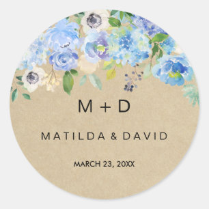 Rond Sticker Mariage bleu rustique