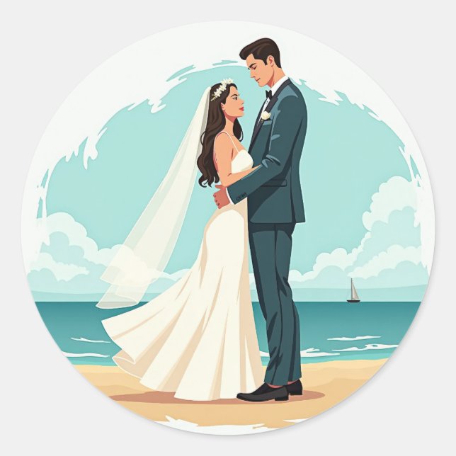 Rond Sticker Mariage Bliss Beached (Devant)