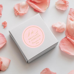 Rond Sticker Mariage Blush Gold Elegant Script I Do