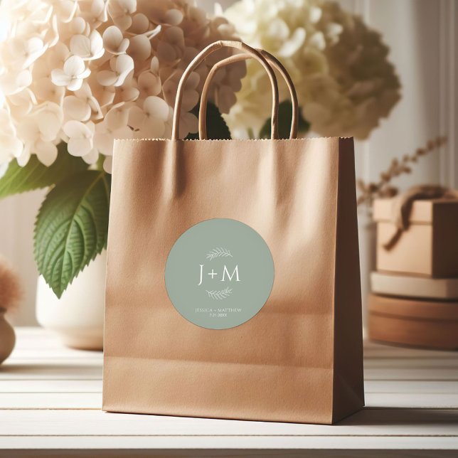 Rond Sticker Mariage Boho Floral Sage Green (Créateur téléchargé)