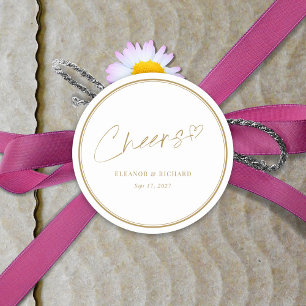 Rond Sticker mariage - Bravo ! Lettres blanches et or