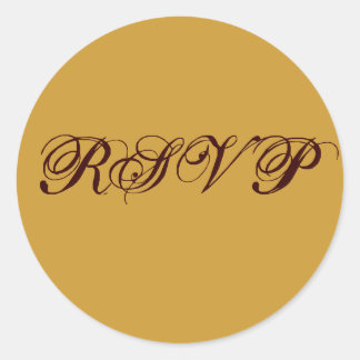 Rond Sticker Mariage Brown or RSVP